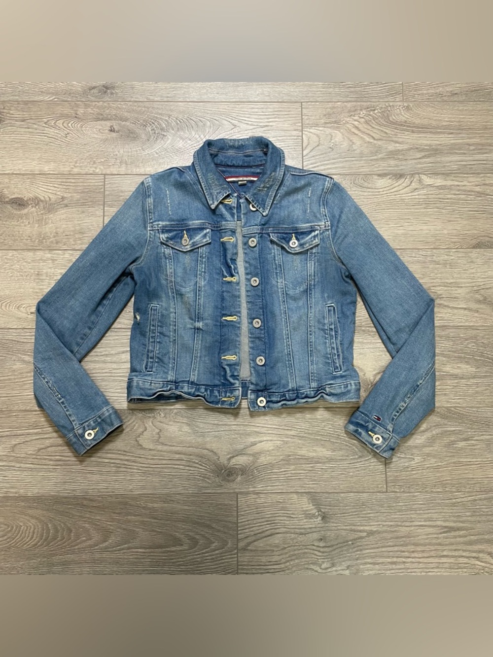 Tommy Hilfiger Cropped Distressed Denim Jacket - Women’s Small S/P